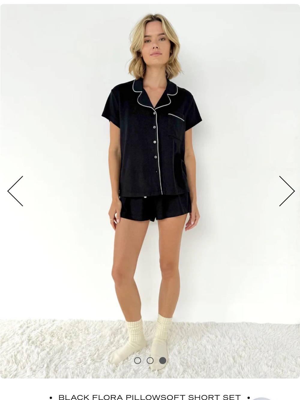 Splendid Black Pajama Set with Light White Piping